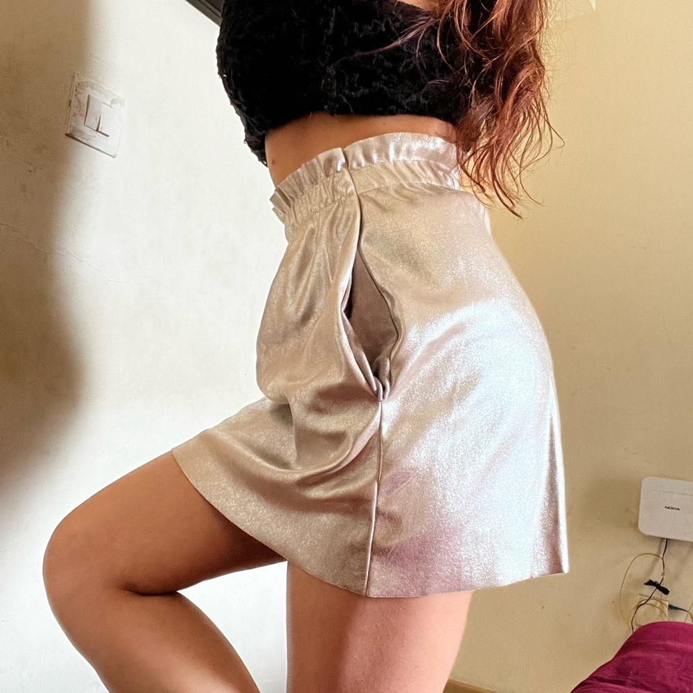 Zara Faux Leather Skirt - Gold/Silver - Picture 5 of 11